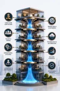 Common challenges that prevent small businesses from scaling and achieving sustainable growth.